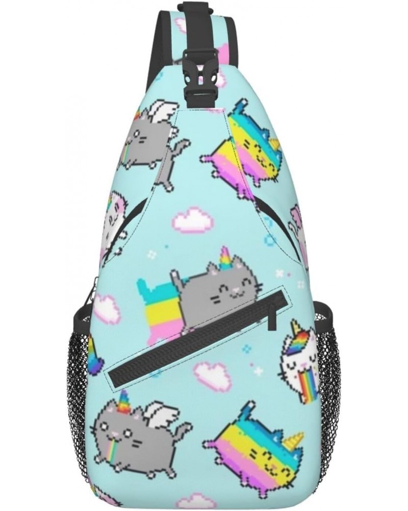 Cat Unicorn Caticorn Cross Chest Bag Diagonally Unisex Crossbody Backpack Travel Backpack, Lightweight Casual Chest Daypack, ...