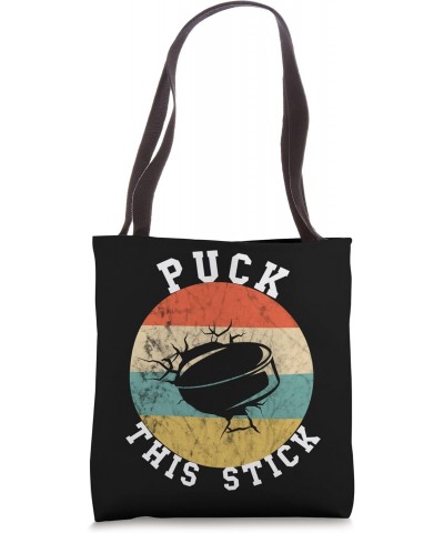 Puck This Stick Play Ice Hockey Retro Vintage Sunset Tote Bag $9.10 Totes