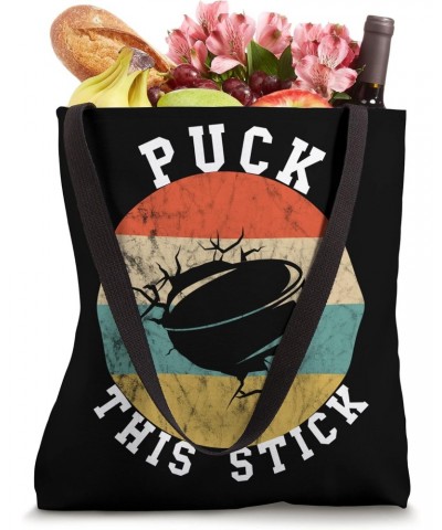 Puck This Stick Play Ice Hockey Retro Vintage Sunset Tote Bag $9.10 Totes