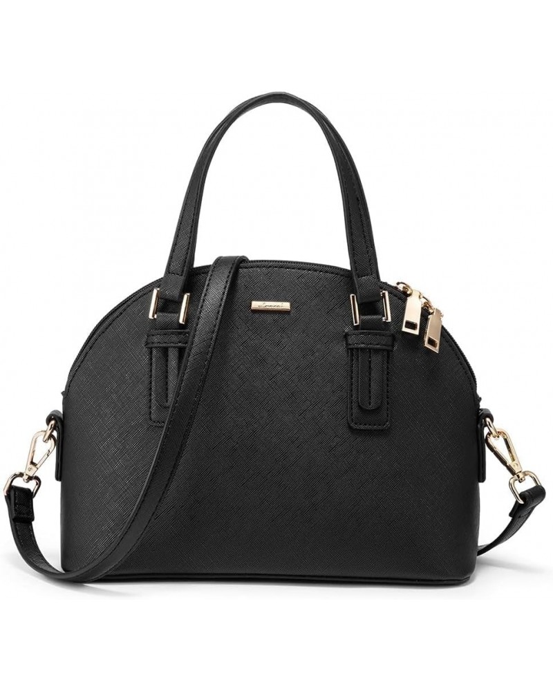 Small Crossbody Bags for Women Classic Double Zip Top Handle Dome Satchel Bag Shoulder Purse 1491- Black $17.69 Satchels