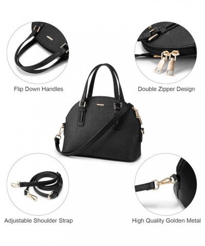 Small Crossbody Bags for Women Classic Double Zip Top Handle Dome Satchel Bag Shoulder Purse 1491- Black $17.69 Satchels