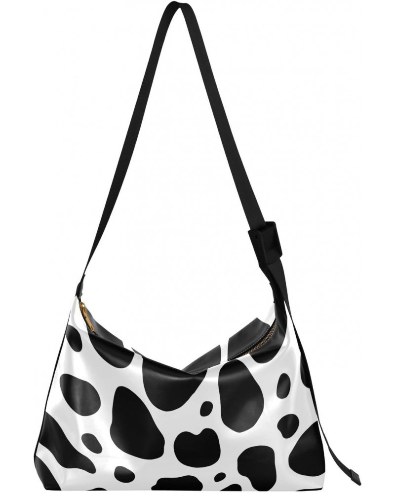 Cow Texture Animal Print Crossbody Bags for Women PU Leather Large Shoulder Bag Hobo Purse $17.81 Hobo Bags