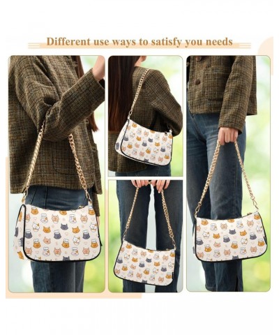 Women Chain Shoulder Purse Bag With Zipper Cute Cats Chef Print, Bowls Hobo Tote Clutch Handbags with Chain Strap $14.87 Totes