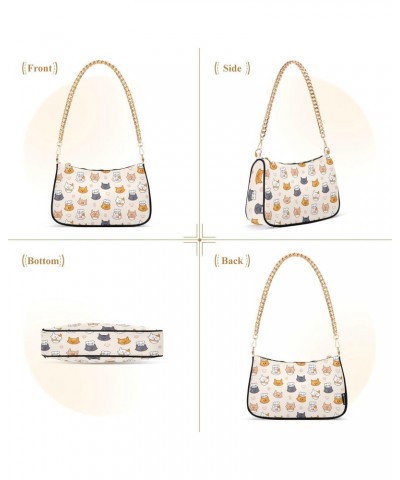 Women Chain Shoulder Purse Bag With Zipper Cute Cats Chef Print, Bowls Hobo Tote Clutch Handbags with Chain Strap $14.87 Totes