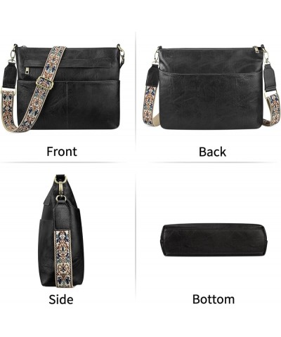 Crossbody Purse Office Bag for Women Designer Vegan Leather Shoulder Zipper Bag with 2 Adjustable Straps Upgrated Black $29.3...