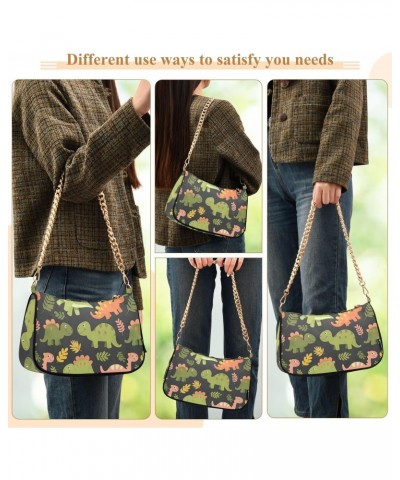 Dinosaur Print Clutch Shoulder Bag for Women, Hobo Tote Handbag with Gold Chain, Crossbody Bag with Zipper Closure $12.60 Totes