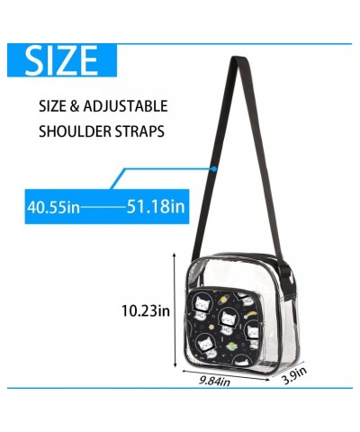 Clear Crossbody Bag Cat Universe Space Planet Stadiums Approved Clear Messenger Shoulder Bag with Adjustable Strap for Work, ...