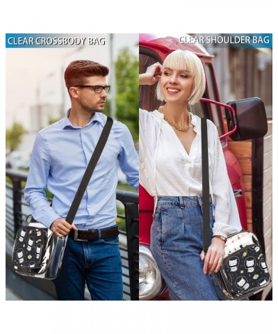 Clear Crossbody Bag Cat Universe Space Planet Stadiums Approved Clear Messenger Shoulder Bag with Adjustable Strap for Work, ...