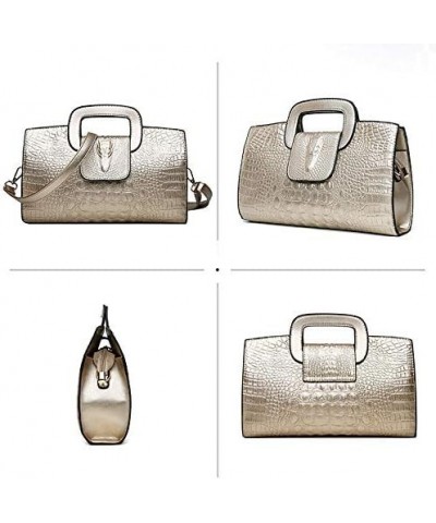 Women Crocodile Embossed Handbag Vintage Flap Tote Purse Evening Clutch Shoulder Bag Gold $14.18 Totes