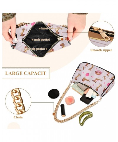 Cute Cartoon Dachshund Women Shoulder Bag Clutch Chain Purse Handbags with Zipper Pocket Tote Bag for Vacation Trip $13.50 Sh...