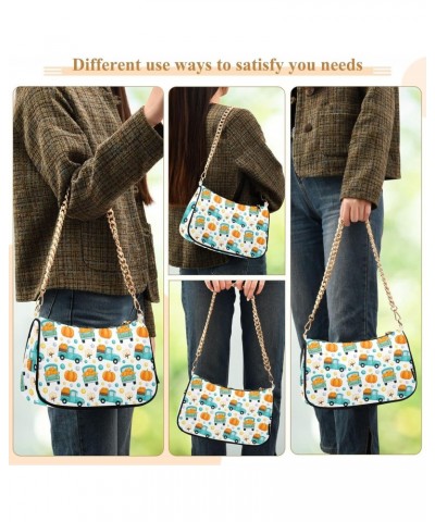 Autumn Fall Pumpkins Women Shoulder Bag Clutch Chain Purse Handbags with Zipper Pocket Tote Hobo Bag for Outing Travel $15.89...