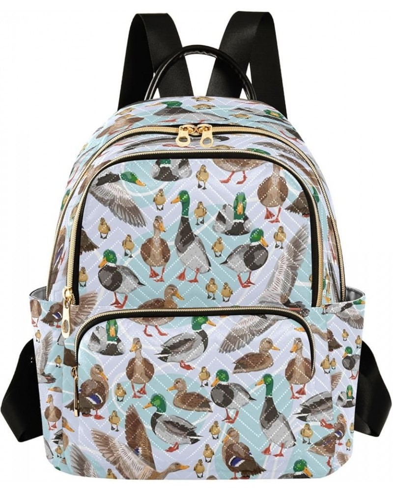 Color Mallard Ducks Women Backpack Purse Ladies Fashion Shoulder Bag Daypack Travel Bag 10L Medium $17.50 Backpacks