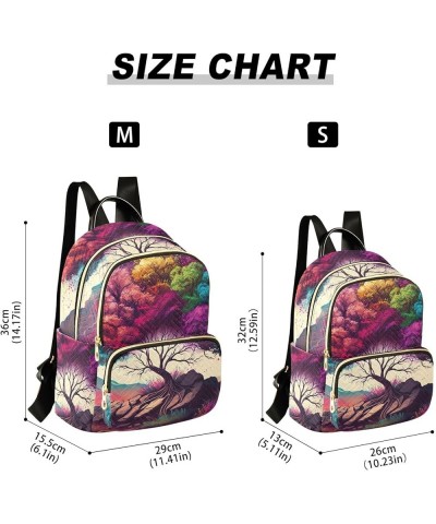 Women's Small Fashion Backpack Bright Colorful Tree Print Ladies Travel Daypack Aesthetic Shoulder Bag 11.4×6.1×14.1 IN $15.6...