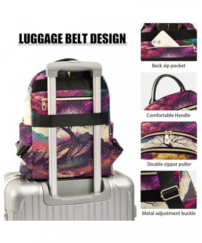 Women's Small Fashion Backpack Bright Colorful Tree Print Ladies Travel Daypack Aesthetic Shoulder Bag 11.4×6.1×14.1 IN $15.6...