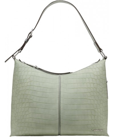 Max Top Zip Hobo Shoulder Bag Desert Sage Sueded Croc $58.56 Shoulder Bags