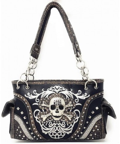 Women's Embroidered Metal Skull Purse Handbag and Wallet set in 7 colors Black Set $32.40 Shoulder Bags