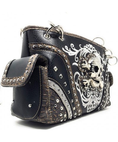 Women's Embroidered Metal Skull Purse Handbag and Wallet set in 7 colors Black Set $32.40 Shoulder Bags