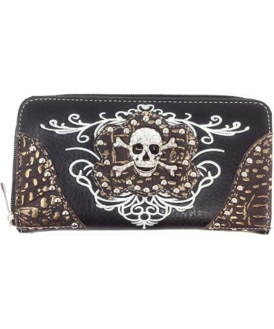 Women's Embroidered Metal Skull Purse Handbag and Wallet set in 7 colors Black Set $32.40 Shoulder Bags