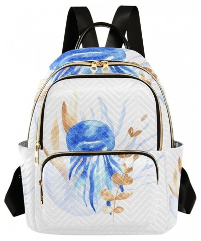 Mini Backpack Purse for Women Lightweight Girls Small Size Ocean Life Blue Watercolor School Teens College Traveling Small $1...