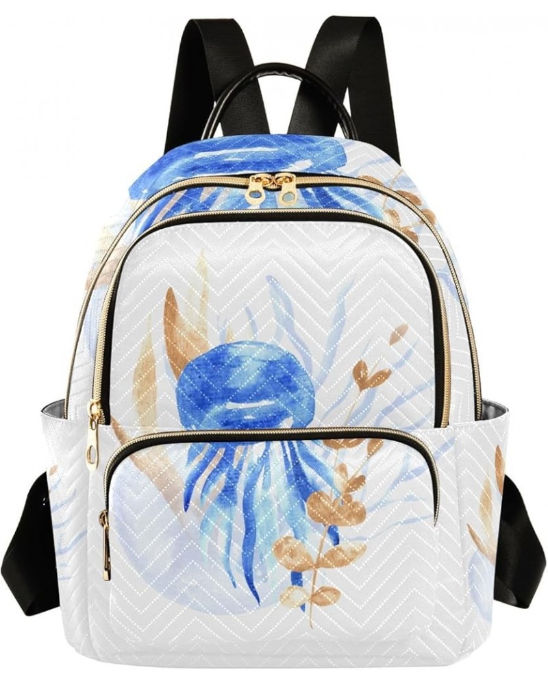 Mini Backpack Purse for Women Lightweight Girls Small Size Ocean Life Blue Watercolor School Teens College Traveling Small $1...