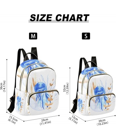 Mini Backpack Purse for Women Lightweight Girls Small Size Ocean Life Blue Watercolor School Teens College Traveling Small $1...