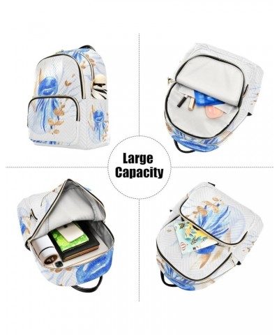 Mini Backpack Purse for Women Lightweight Girls Small Size Ocean Life Blue Watercolor School Teens College Traveling Small $1...