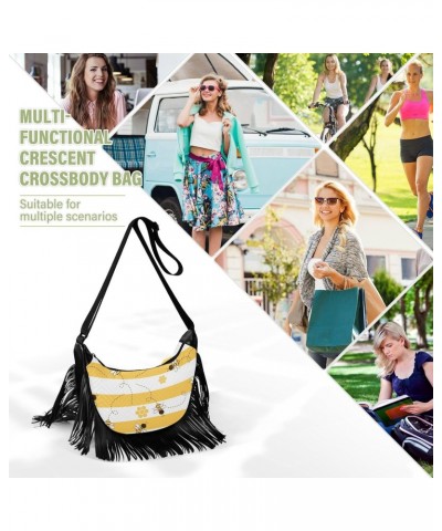 Bees Happy Honeycomb Travel Purses for Women Fringe Medium Size Crossbody Bags for Ladies Crossbody Flap Shoulder Bag $9.24 C...