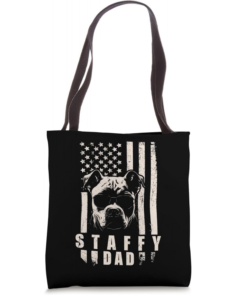 Staffy Dog Dad American Flag Gifts for Best Father Men Xmas Tote Bag $13.72 Totes