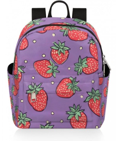 Strawberry Polka Dot Small Backpack for Women Ladies Mini Backpack Travel Casual Backpack Purse Satchel Daypack $19.56 Backpacks