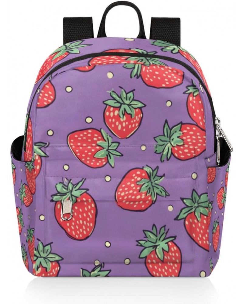 Strawberry Polka Dot Small Backpack for Women Ladies Mini Backpack Travel Casual Backpack Purse Satchel Daypack $19.56 Backpacks