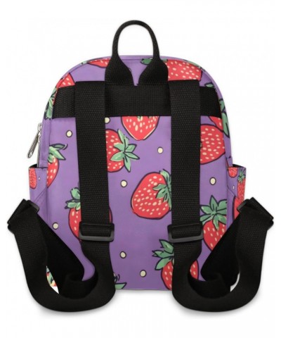 Strawberry Polka Dot Small Backpack for Women Ladies Mini Backpack Travel Casual Backpack Purse Satchel Daypack $19.56 Backpacks