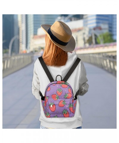 Strawberry Polka Dot Small Backpack for Women Ladies Mini Backpack Travel Casual Backpack Purse Satchel Daypack $19.56 Backpacks