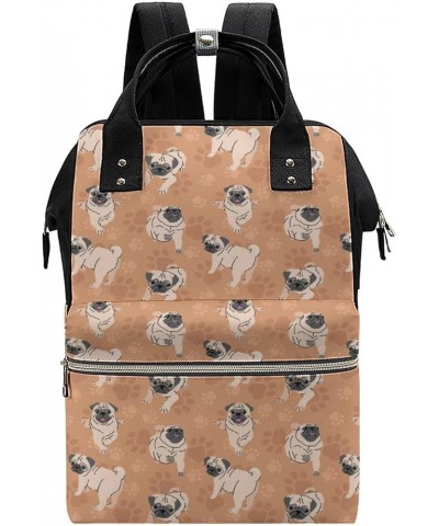 Cute-pug-white Travel Backpack Mommy Bag for Women, Casual Daypack Backpack, Handbag Black Cute-pug $25.44 Backpacks