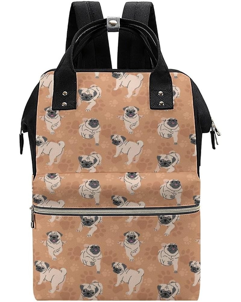 Cute-pug-white Travel Backpack Mommy Bag for Women, Casual Daypack Backpack, Handbag Black Cute-pug $25.44 Backpacks