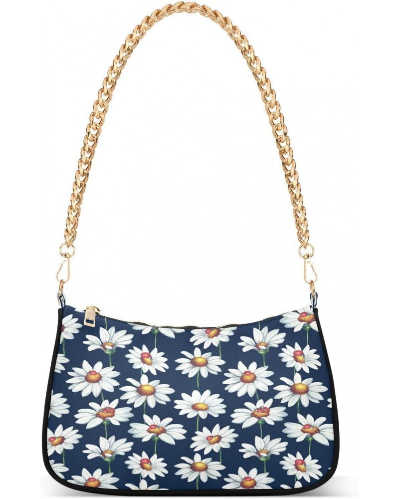 Daisy Flower Ladybirds Shoulder Bag for Women Shoulder Handbags with Zipper Closure Mini Shoulder Purse Crossbody Bags for Wo...