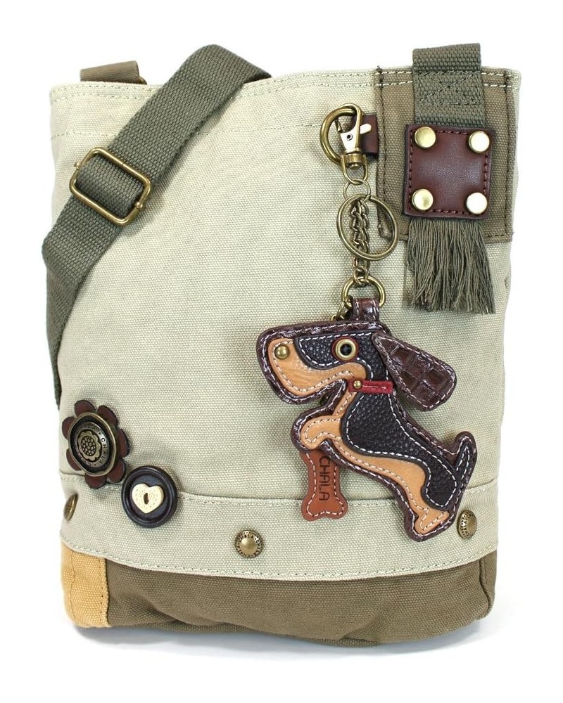 Patch Crossbody Bag Weiner Dog Dachshund Multi-color (Sand) $29.50 Crossbody Bags