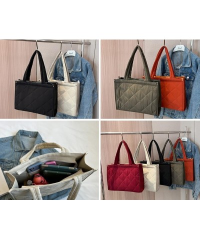 Nylon Hobo Bag for Women Down Shoulder Bag Handbag Large Totes Cotton Filled Purse Top Handle Bag Orange $12.38 Totes