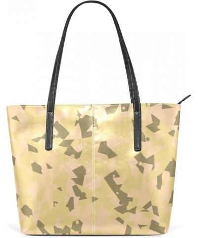 Soft Leather Tote Shoulder Bag Knit Love Large Capacity Shopping Bag with Strong Handles Handbag Desert Camouflage Pattern $1...