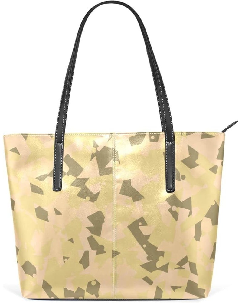 Soft Leather Tote Shoulder Bag Knit Love Large Capacity Shopping Bag with Strong Handles Handbag Desert Camouflage Pattern $1...