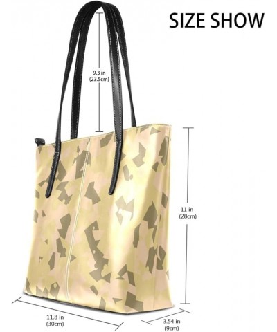 Soft Leather Tote Shoulder Bag Knit Love Large Capacity Shopping Bag with Strong Handles Handbag Desert Camouflage Pattern $1...