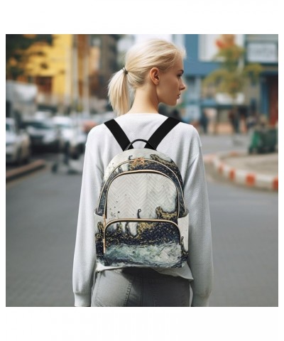 Women Backpack Rain Marble Durable Travel Backpack Lightweight Handbag Lady Purse Roomy Double Zipper Weekend Bag for Everyda...