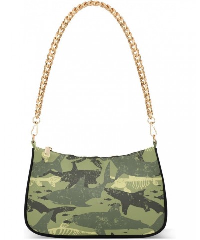 Shark Camouflage Shoulder Bag for Women Crossbody Small Tote Bag Purses with Chain Strap Handbag for Travel Business Work $14...