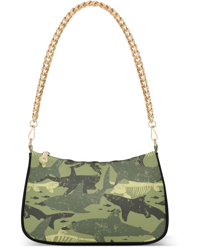 Shark Camouflage Shoulder Bag for Women Crossbody Small Tote Bag Purses with Chain Strap Handbag for Travel Business Work $14...