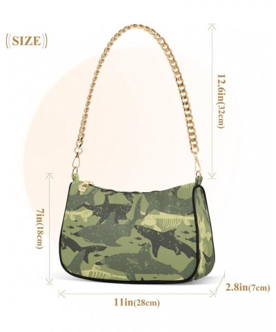 Shark Camouflage Shoulder Bag for Women Crossbody Small Tote Bag Purses with Chain Strap Handbag for Travel Business Work $14...