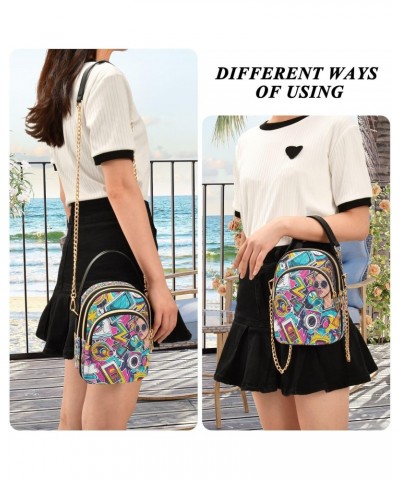 Graffiti Camera Crossbody Handbags for Women Casual Leather Shoulder Phone Purse $13.77 Crossbody Bags