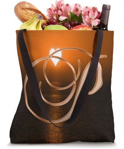 P Orange Heart Beach Ocean Lake Sun Moon Initial Letter Name Tote Bag $8.74 Totes