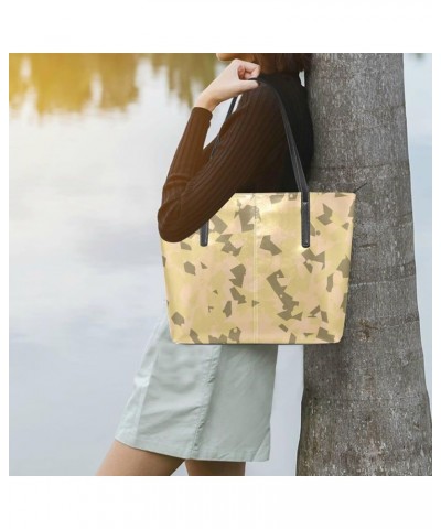 Soft Leather Tote Shoulder Bag Knit Love Large Capacity Shopping Bag with Strong Handles Handbag Desert Camouflage Pattern $1...