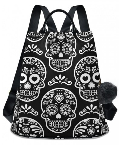 Women Fashion Backpack - Black Sugar Skull, Anti Theft Casual Daypack Shoulder Bag Purse for Travel Work 15 inches $18.04 Bac...