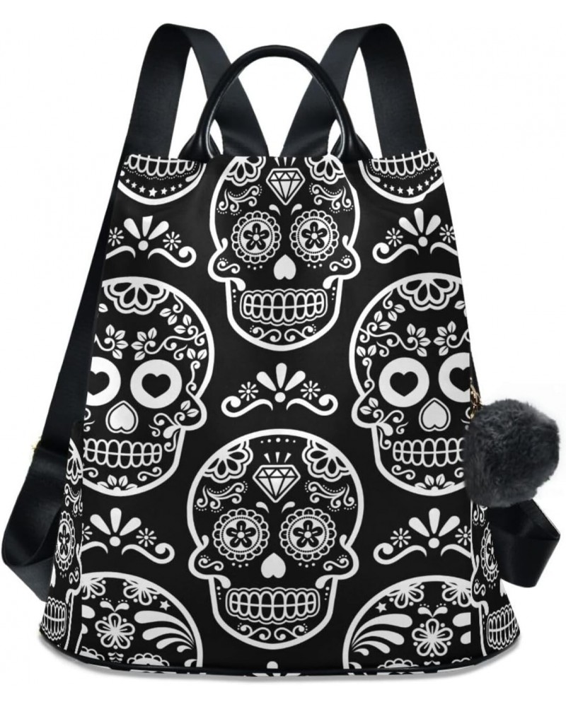 Women Fashion Backpack - Black Sugar Skull, Anti Theft Casual Daypack Shoulder Bag Purse for Travel Work 15 inches $18.04 Bac...