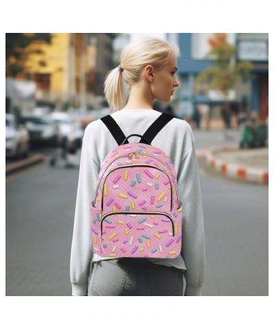 Pink Donut Glaze Backpack Purse for Women Fashion Small Mini Backpack Daypacks Purse with Double Zipper Weekend Bag,M Small $...